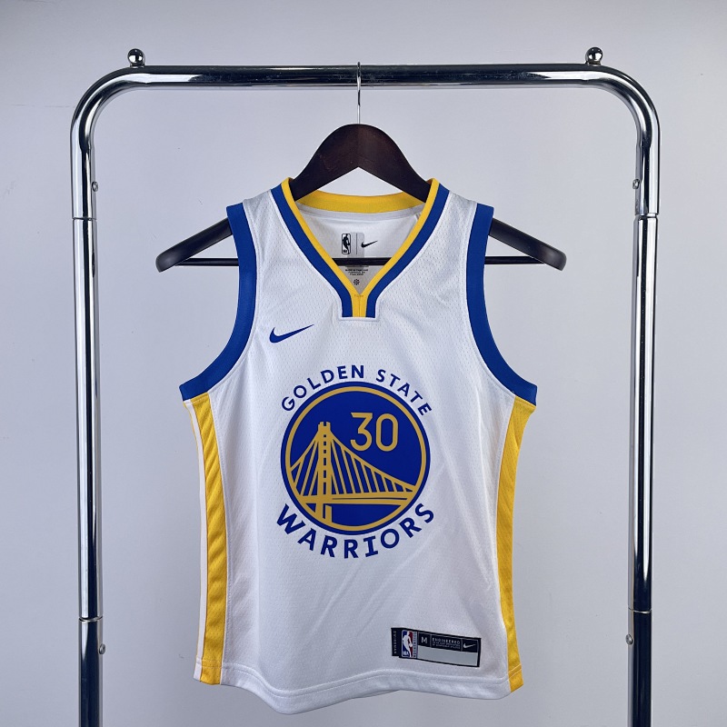 Golden State Warriors Stephen Curry #30 White Kids Basketball Jersey view 2
